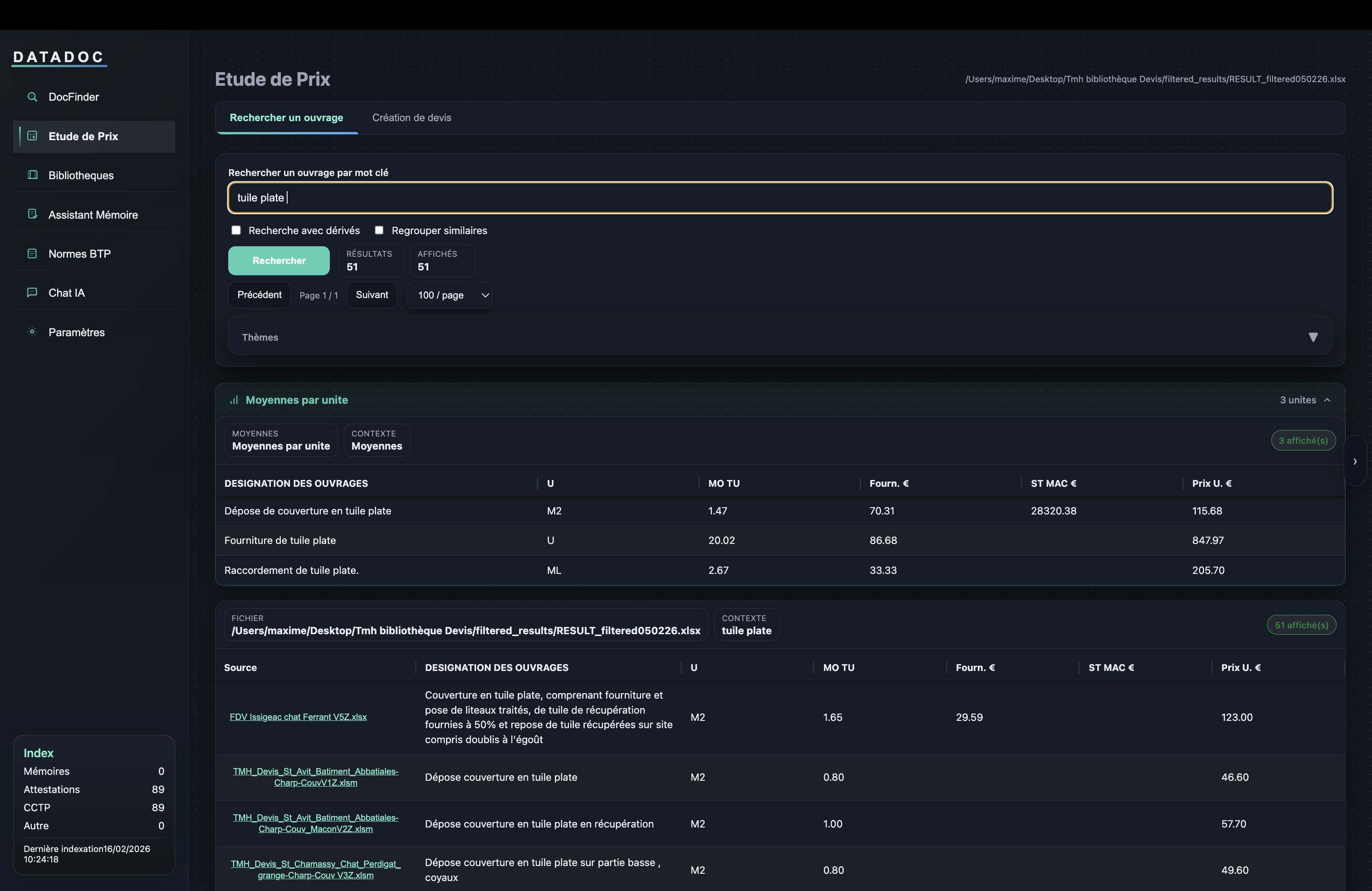 Étude de prix — Recherche
